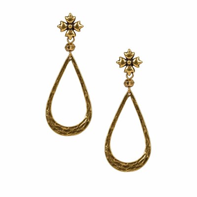 Gold Women's Patricia Nash Floret Post Teardrop Earrings | 45193CEAW