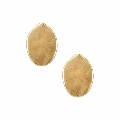 Gold Women's Patricia Nash Hammered Button Earrings | 38420PBOD