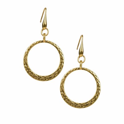 Gold Women's Patricia Nash Hammered Wire Hoop Earrings | 98730LZIK