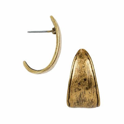 Gold Women's Patricia Nash J Hoop Hammered Earrings | 50138BOZW
