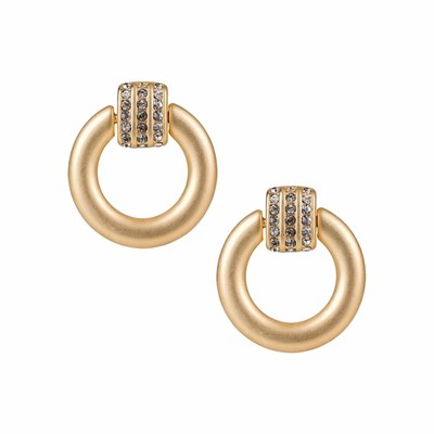 Gold Women's Patricia Nash Pavé Doorknocker Earrings | 82160TDOK