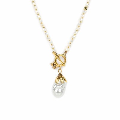 Gold Women's Patricia Nash Pearl Drop Adjustable Necklaces | 12783AOVF