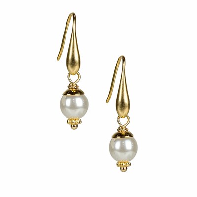 Gold Women's Patricia Nash Pearl Drop Wire Earrings | 16925PQIM