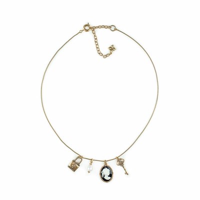 Gold Women's Patricia Nash Short Charm Necklaces | 39562ELOT