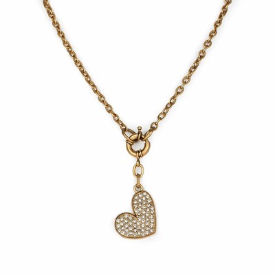 Gold Women's Patricia Nash Side Heart Necklaces | 51096SOYC