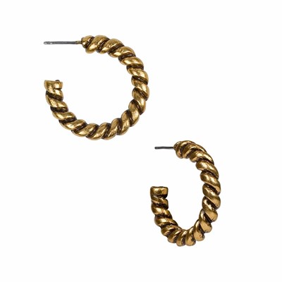Gold Women's Patricia Nash Small Rope Hoop Earrings | 92610QYOZ