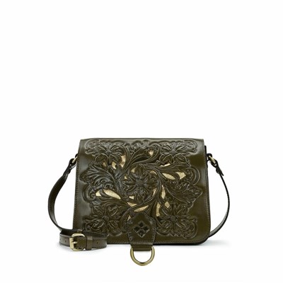 Olive Women's Patricia Nash Ilina Flap Crossbody Bags | 60547UWMX