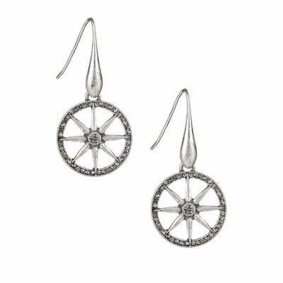 Silver Women's Patricia Nash Compass Drop Earrings | 28465ONVM