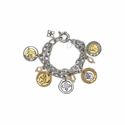 Silver Women's Patricia Nash Double Charm Bracelets | 19605IXZY