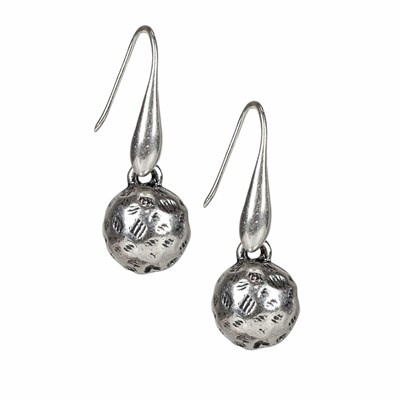 Silver Women's Patricia Nash Hammered Ball Drop Earrings | 91284ESPI