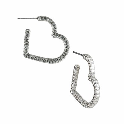 Silver Women's Patricia Nash Heart Hoop Earrings | 41309QLBI