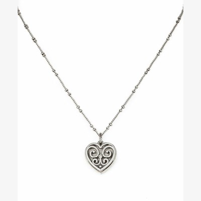 Silver Women's Patricia Nash Heart Locket Necklaces | 48236IHGX