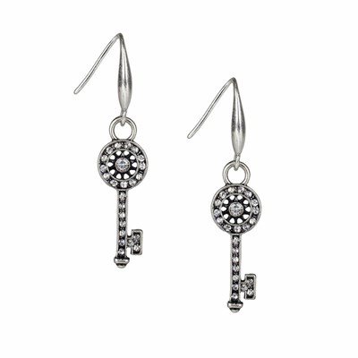 Silver Women's Patricia Nash Key Charm Earrings | 97183RBTD