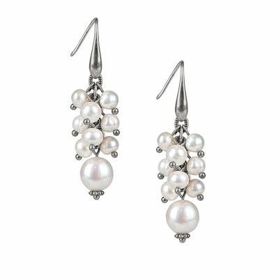 Silver Women's Patricia Nash Pearl Cluster Earrings | 04169GULC