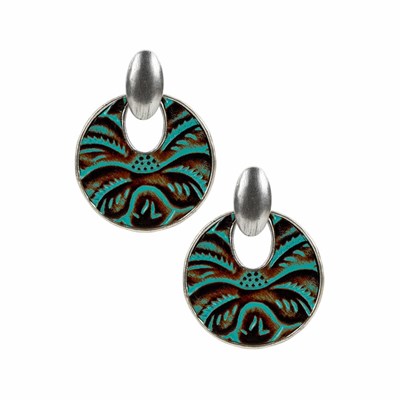 Turquoise / Silver Women's Patricia Nash Simone Doorknocker Earrings | 60432HNCV