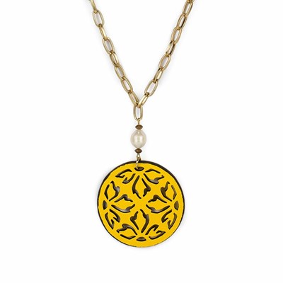 Yellow Women's Patricia Nash Orianna Long Pendant Necklaces | 38764VYZM